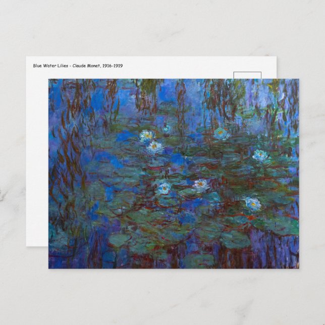 Carte Postale Claude Monet - Lys d'Eau Bleue (Devant / Derrière)