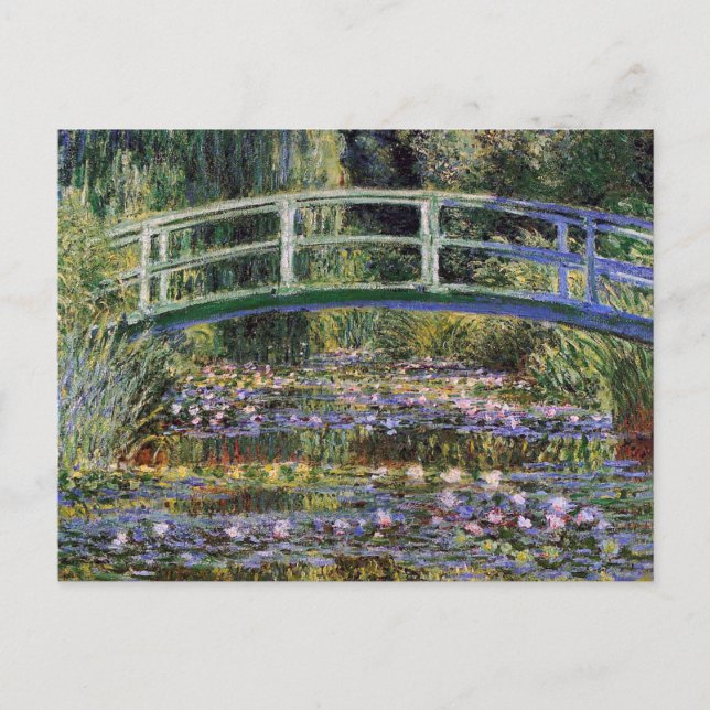 Carte Postale Claude Monet, nénuphars, pont japonais, jardin, (Devant)