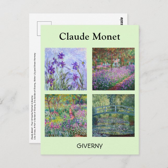 Carte Postale Claude Monet - Sélection de chefs-d'oeuvre Giverny (Devant / Derrière)