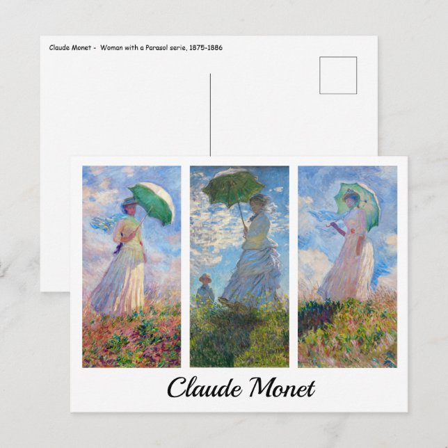 Carte Postale Claude Monet -  Série de la Femme avec un parasol (Devant / Derrière)