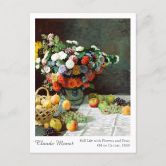 Carte Postale Claude Monet Still Life avec Fleurs et Fruits