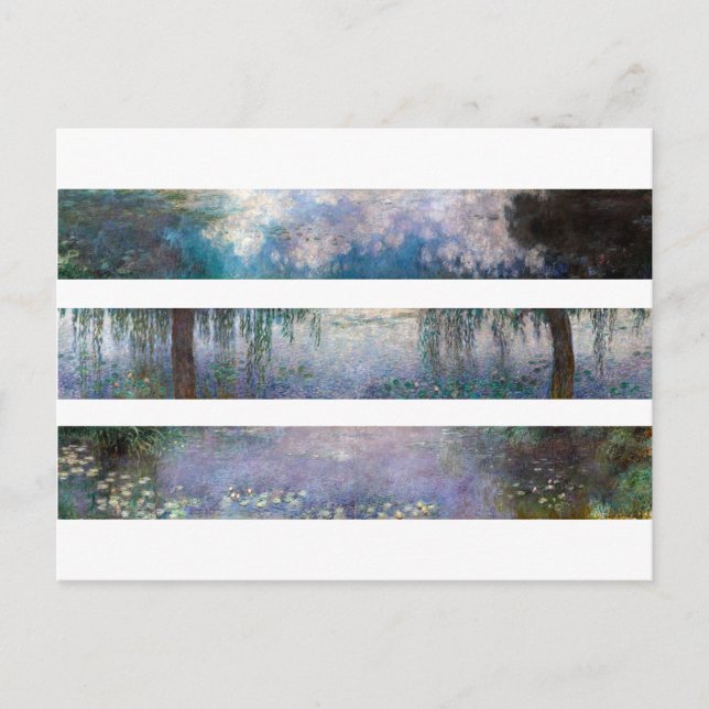 Carte Postale Claude Monet Trois tableaux au Musée de l'Orangeri (Devant)