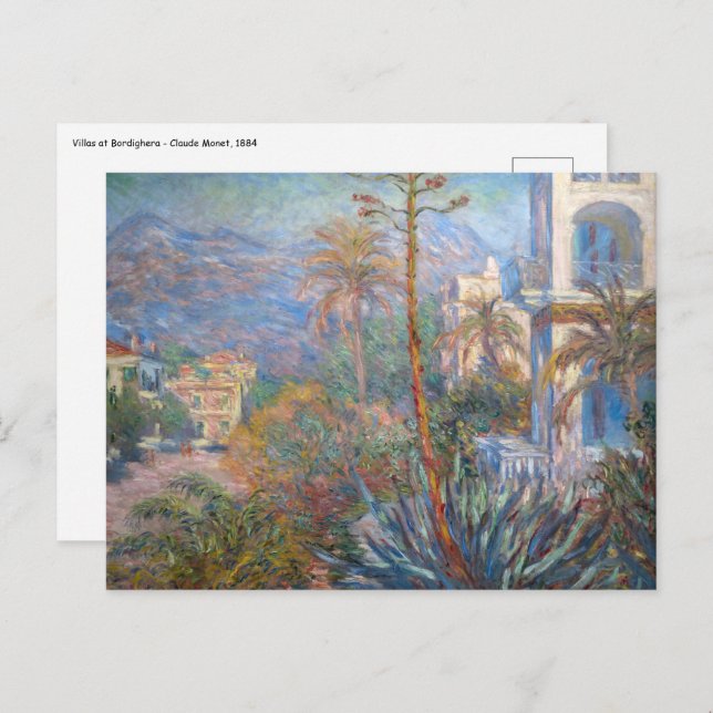 Carte Postale Claude Monet - Villas à Bordighera (Devant / Derrière)