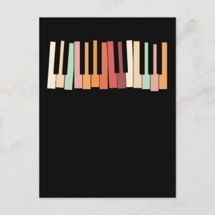 Carte Postale Clavier Coloré Touches Piano Piano Retro Pianist