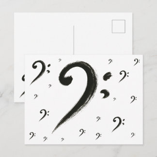 Carte Postale Clé de Fa Minimaliste – Symbole de Musique au Pinc