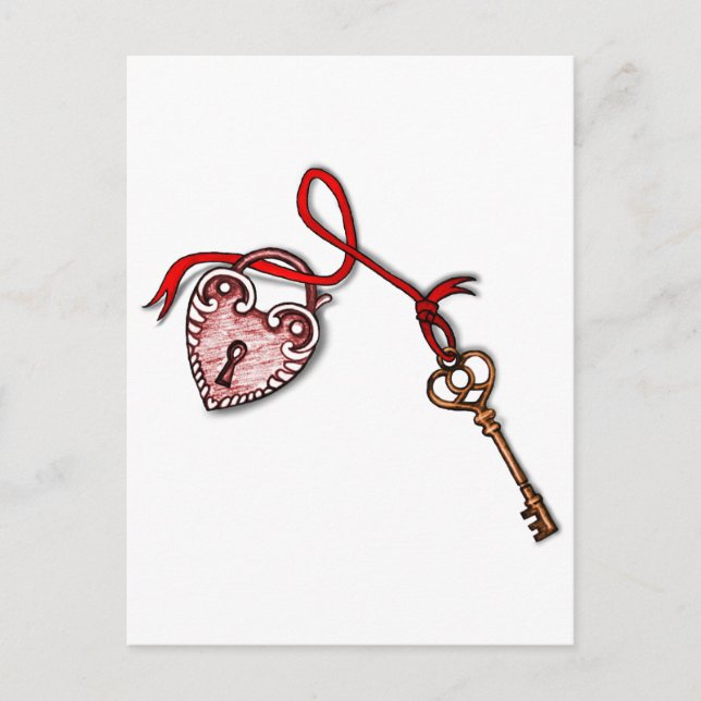 Carte Postale Clé de mon coeur ~ Rouge (Devant)