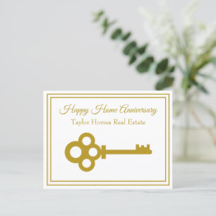 Carte Postale Clé en or chic Real Estate Joyeux Anniversaire de 