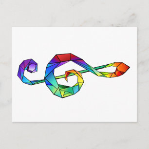 Carte Postale Clé musicale arc-en-ciel