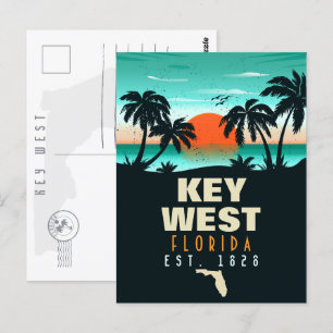 Carte Postale clé ouest Floride Sunset Vacation Souvenirs 80s