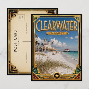 Carte Postale Clearwater Floride Art Déco Vintage Âge d'Or