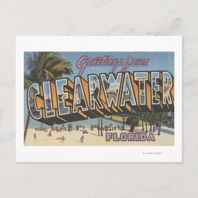 Carte Postale Clearwater, Floride - Grandes Lettres Scènes 2 (Devant)