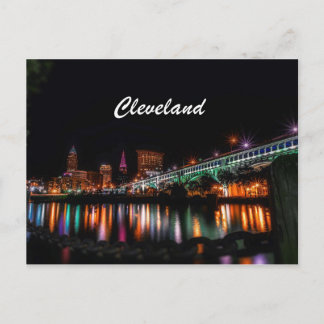 Carte Postale Cleveland City River Bank nuit
