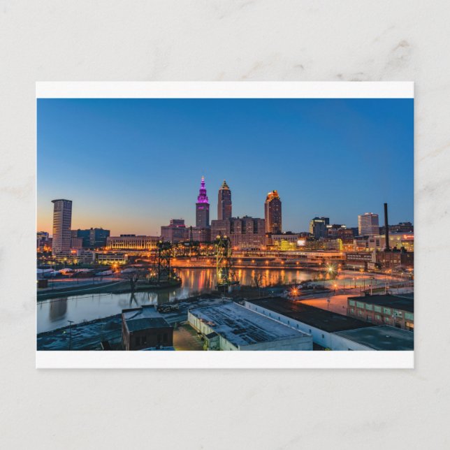 Carte Postale Cleveland Skyline au coucher du soleil (Devant)