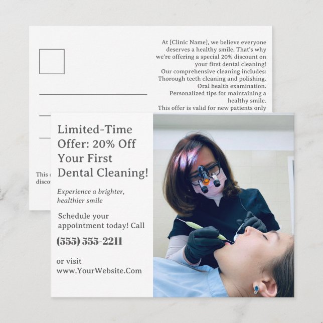 Carte Postale Clinique dentaire ou de soins de santé (Devant / Derrière)