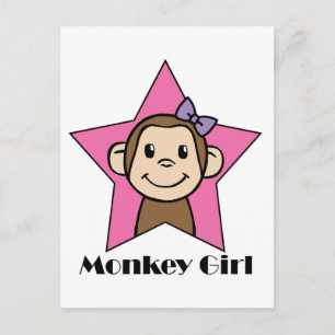 Carte Postale Clip de dessin Art Smile Singe Girl Rose Star Bow