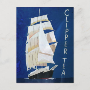 Carte Postale Clipper Tea affiche publicitaire vintage