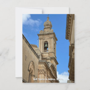 Carte Postale Clocher à Mdina, Malte.