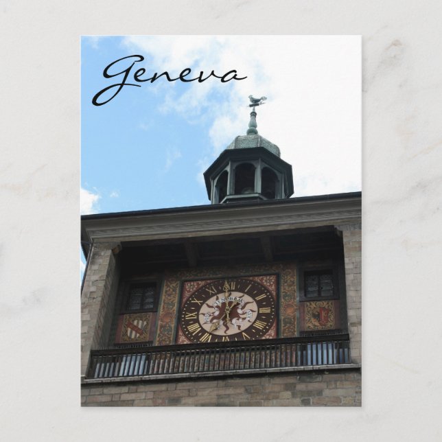 Carte Postale clocher genève (Devant)
