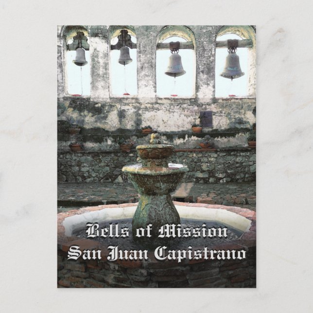 Carte Postale Cloches de mission San Juan Capistrano (Devant)