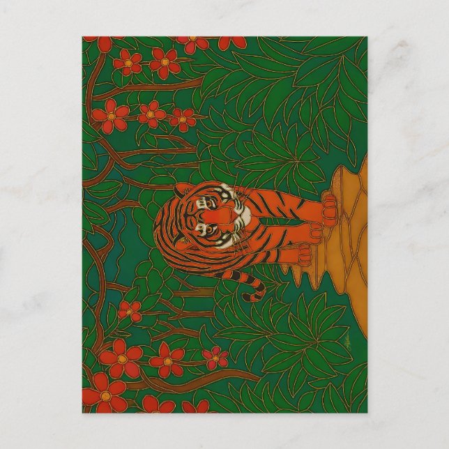 Carte Postale Cloisonne Art Tiger on the Jungle Path (Devant)