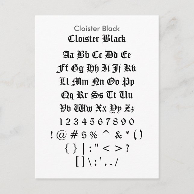 Carte Postale Cloister Black (Devant)