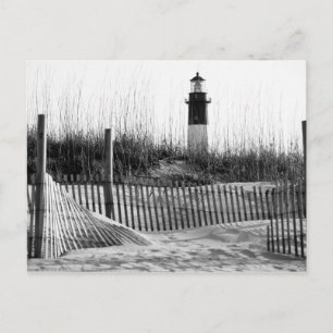 Carte Postale Clôtures de plage et phare