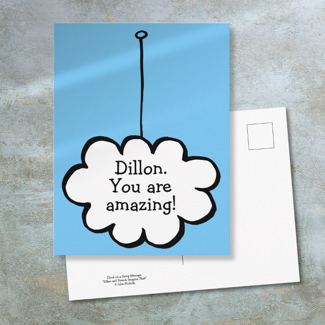 Carte Postale Cloud de message personnalisé sur une chaîne (Personalized Message Cloud on a String Postcard)