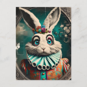 Carte Postale Clown blanc lapin Vintage