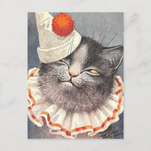 Carte Postale Clown Chat par Arthur Thiele