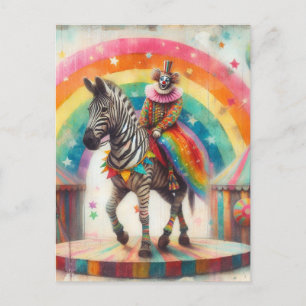 Carte Postale Clown de cirque et zèbre