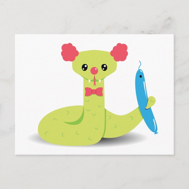 Carte Postale Clown de serpent drôle avec cad animal de ballons  (Devant)