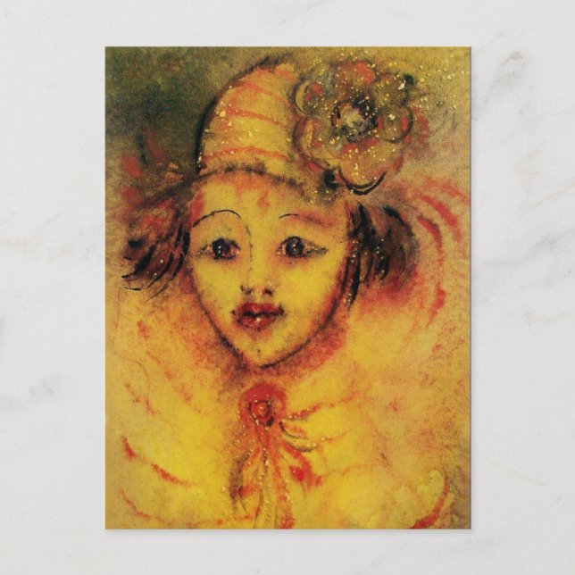 CARTE POSTALE CLOWN EN JAUNE (Devant)
