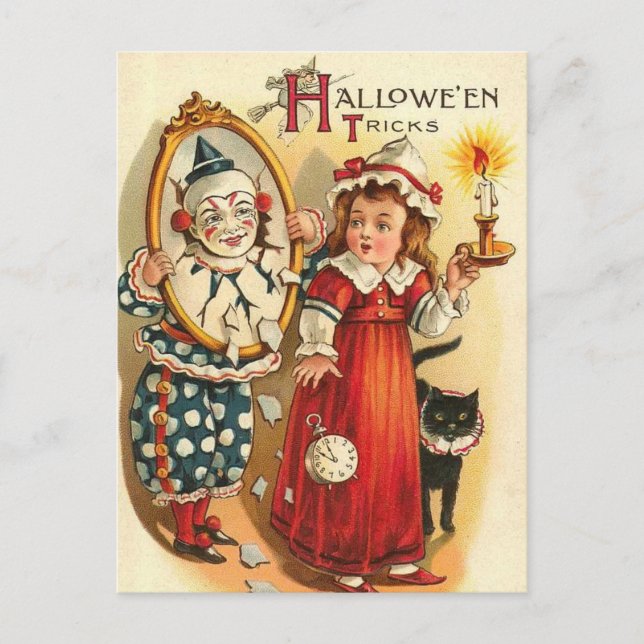 Carte Postale Clown en miroir Halloween Tricks (Devant)