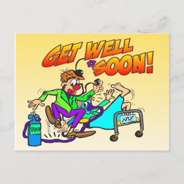 Carte Postale Clown Get Well Bientôt (Devant)