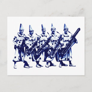 Carte Postale Clowns de jazz 1920, bleu