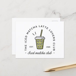 Carte Postale Club amoureux de latte matcha glacé esthétique
