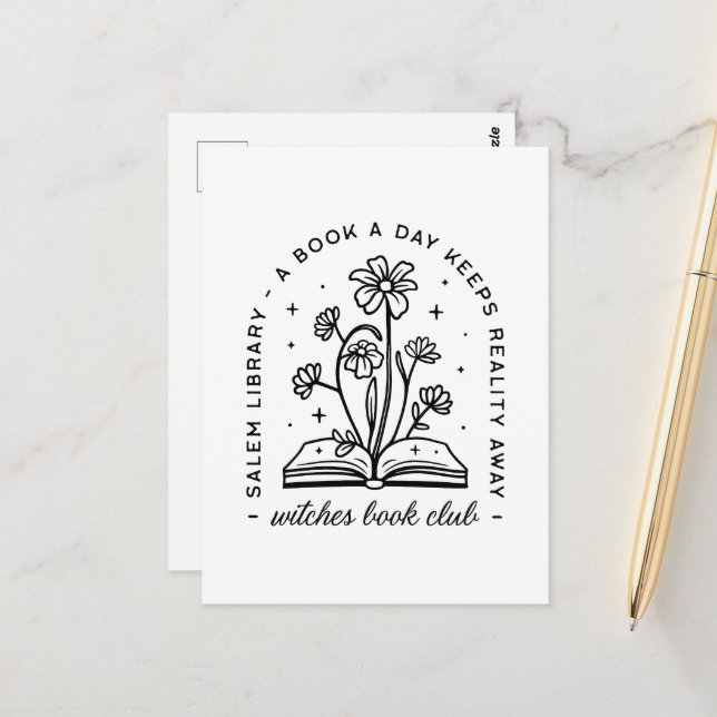 Carte Postale Club d'amoureux du livre sorcières filles lire équ (Devant/Arrière en situation)