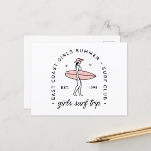 Carte Postale Club de surf de voyage pour filles été côte est es