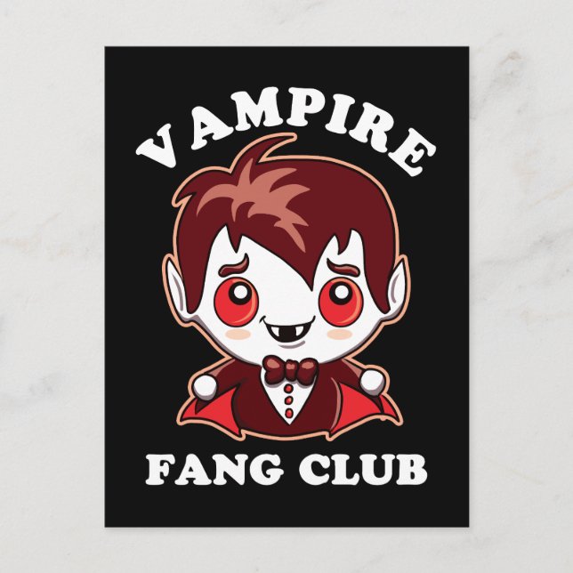 Carte Postale Club Fang | Pun Drôle Et Vampire Mignons (Devant)