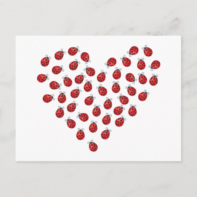 Carte Postale Coccinelle Amour Coeur (Devant)