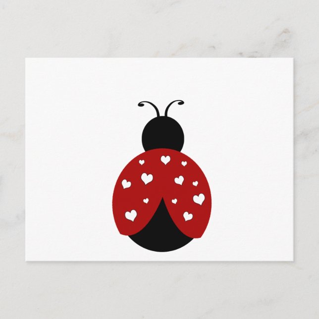 Carte Postale Coccinelle noire et rouge de coeur (Devant)