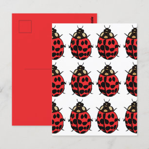 Carte Postale Coccinelle Rouge Noir Insecte Coccinelle