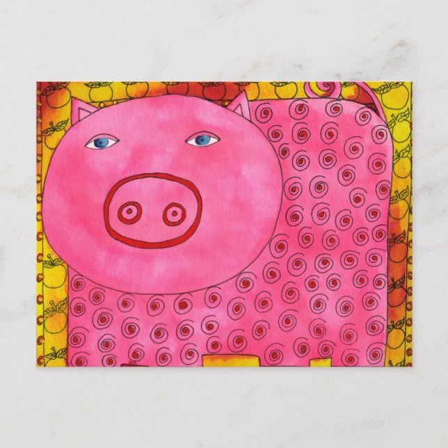Carte Postale Cochon à motifs (Devant)