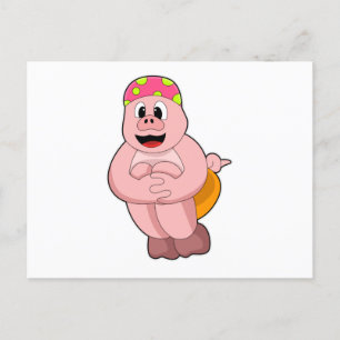 Carte Postale Cochon à sauter dans l'eau