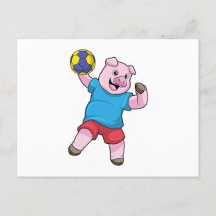 Carte Postale Cochon au handball