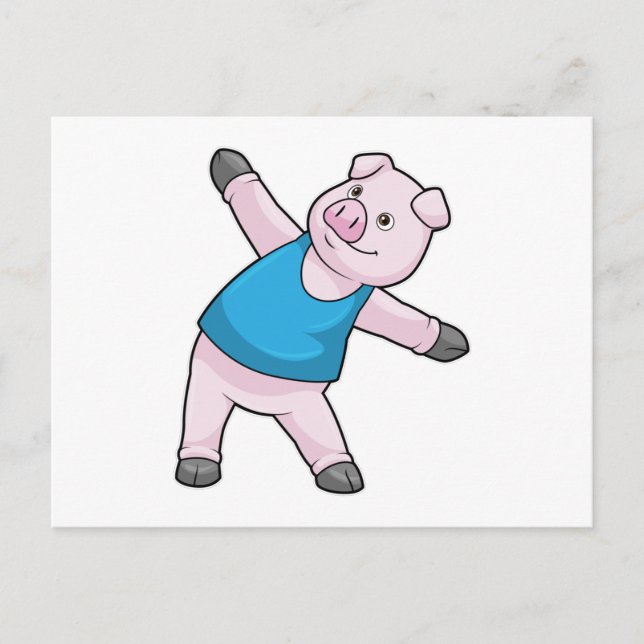 Carte Postale Cochon au Yoga Étirement (Devant)