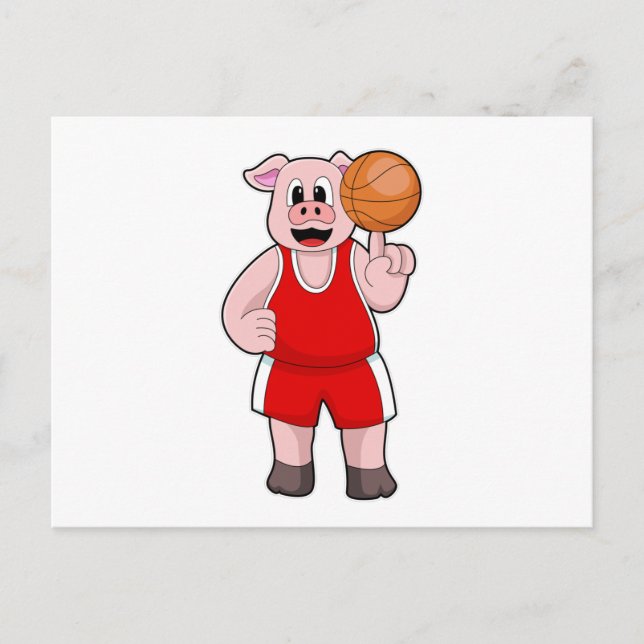 Carte Postale Cochon de basket-ball (Devant)
