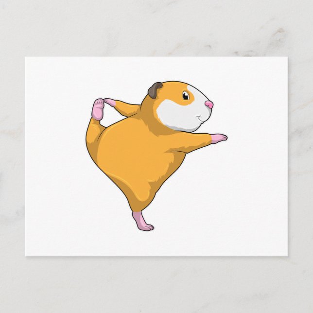 Carte Postale Cochon d'Inde à l'exercice de yoga en étirement (Devant)