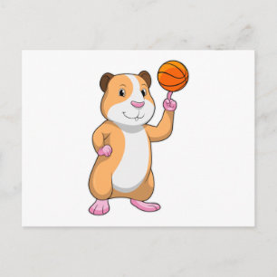 Carte Postale Cochon d'Inde joueur de Basketball avec Basketball