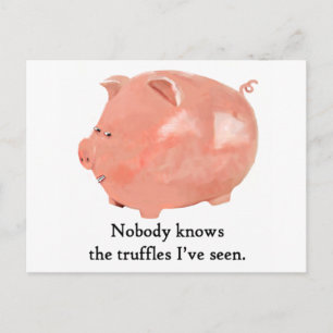 Carte Postale Cochon drôle amoureux de la truffe
